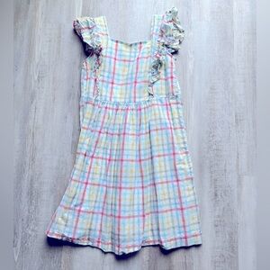 Plaid Kids Dress with Ruffle Sleeves